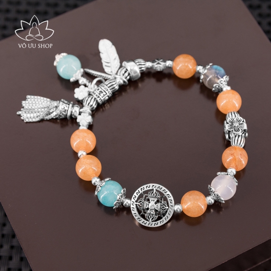 Vòng cẩm thạch cam mix amazonite