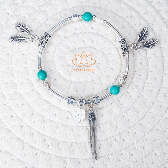 Vòng Pandora Turquoise charm hoa mai